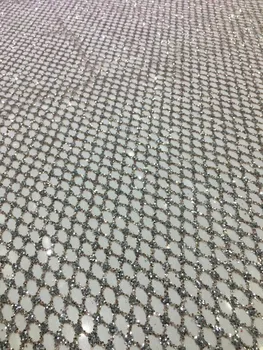 

Jolin-4.1810 glued glitter print african mesh tulle lace 5yards for evening dress