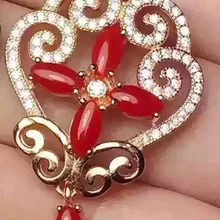 Натуральные красные коралловые Подвески S925 Серебряный натуральный драгоценный камень кулон Цепочки и ожерелья модный дворец с бахромой женские Свадебная вечеринка ювелирные изделия