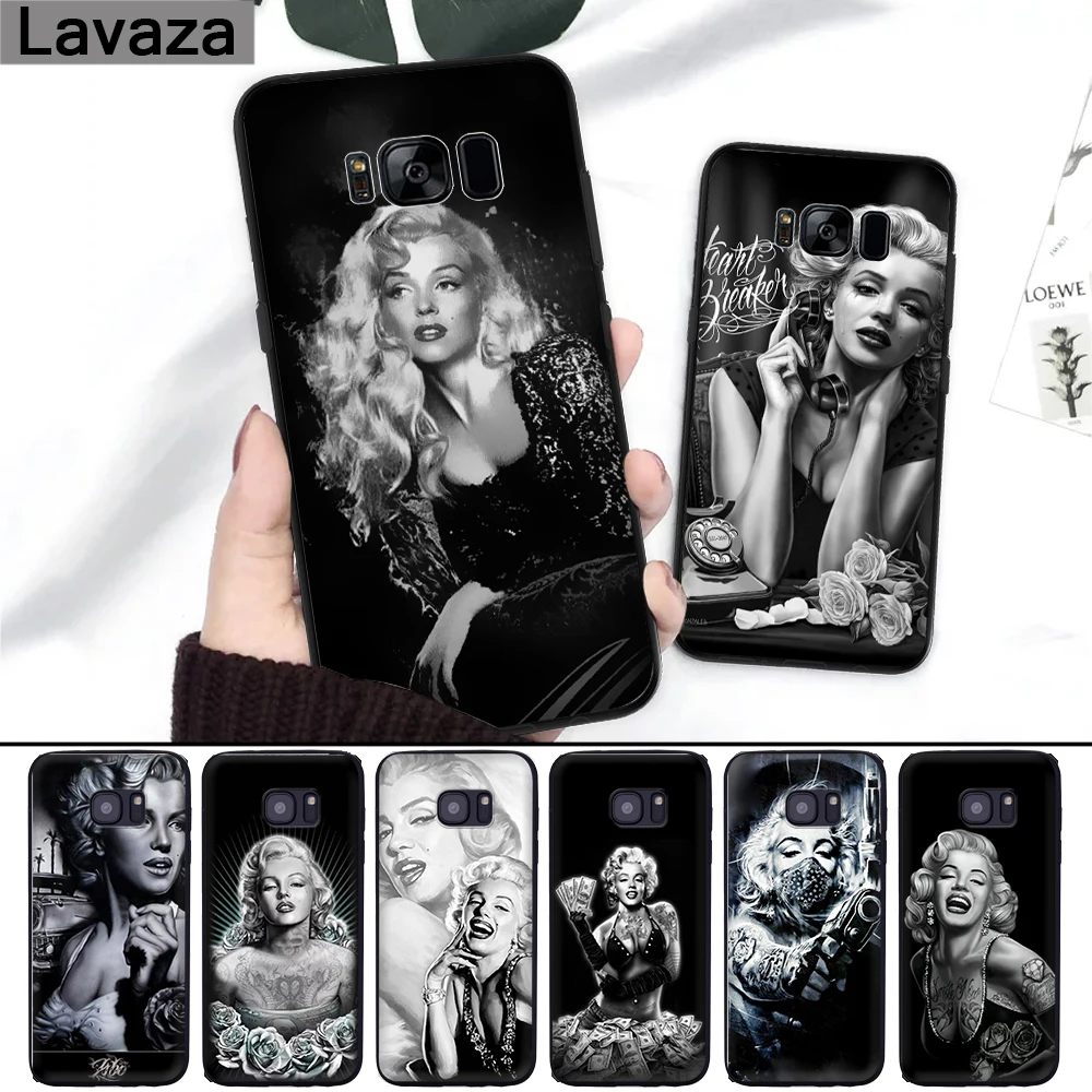 

Lavaza Black and white Monroe Pattern Silicone Case for Samsung S6 Edge S7 S8 Plus S9 S10 S10e Note 8 9