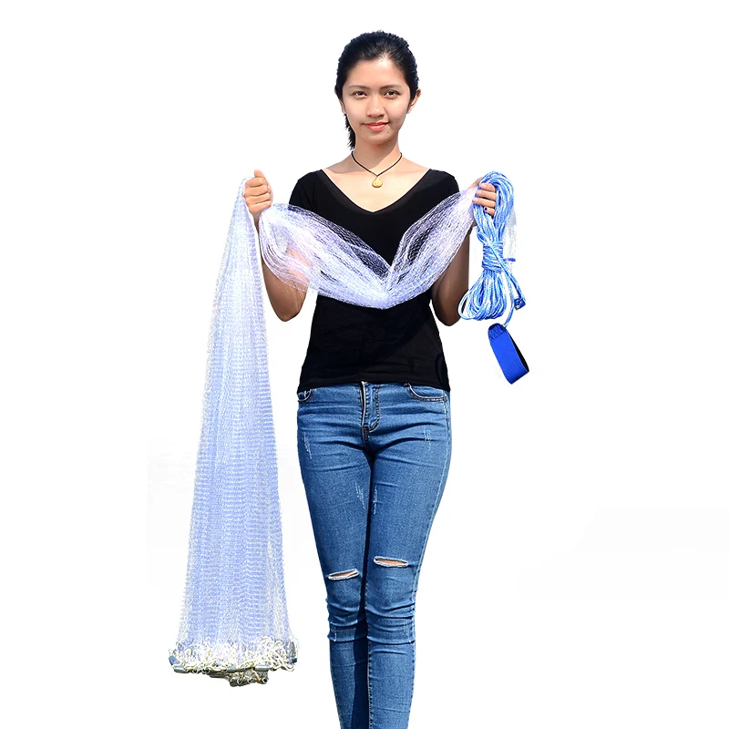 

Fishing Net Size 2.4-7.2M With Sinker Catch American Small Mesh Trap Cast Network Fly Hunting Hand Throw Nets trawl hand net