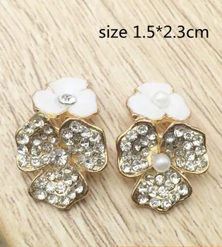 

15*23 MM Factory direct headdress pearl rhinestone buttons gold flatback rhinestone flower dish accessories 20PCS/LOT MYQB079