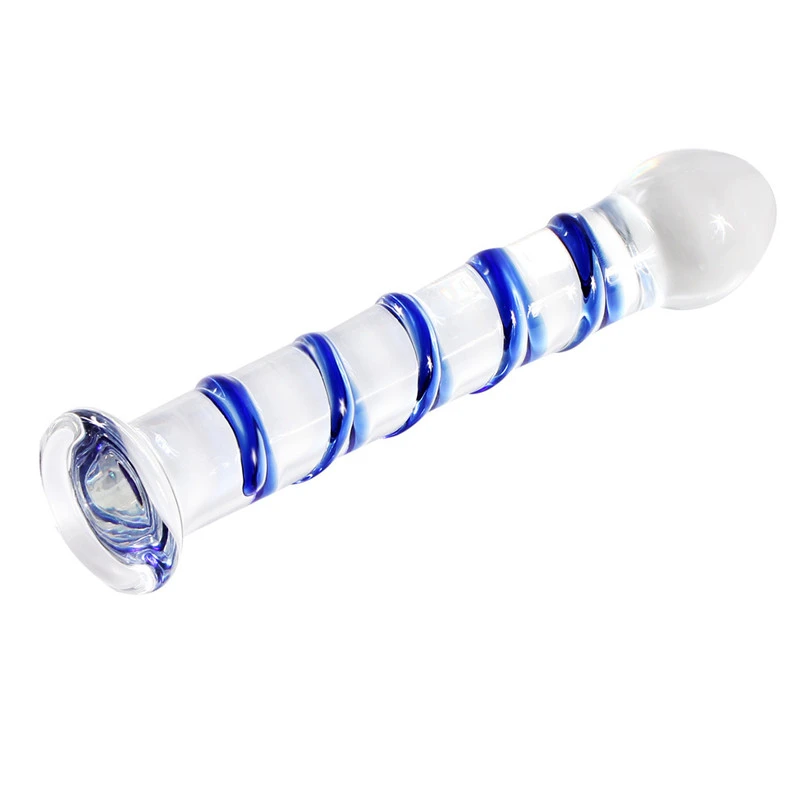 New Transparent Blue Crystal Glass font b Dildos b font Simulation Penis Dong 16 5 3