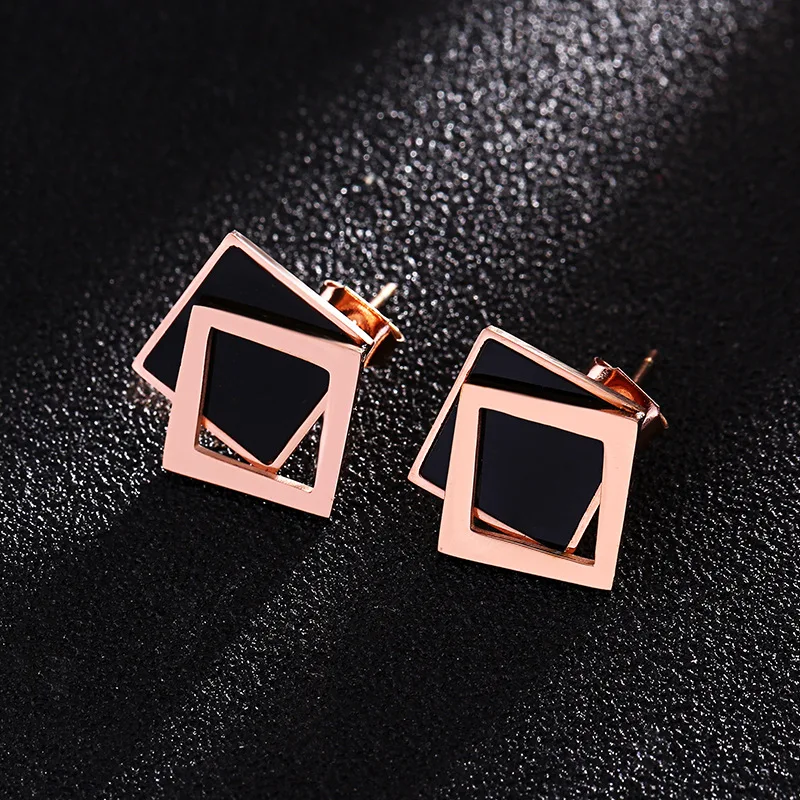 Новые модные серьги опт OL стильные Геометрические Квадратные серьги-гвоздики из нержавеющей стали Стразы для женщин ювелирные изделия подарок