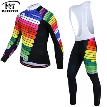 

KIDITOKT Pro Cycling Jersey Set Autumn Cycling Bicycle Clothing Long Sleeves Racing MTB Bike Wear Cycling Clothes Ropa Ciclismo