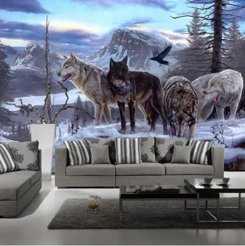 Wolf Tapete 3D Wolf Bereich Tapete Wandmalereien Wand Drucken Aufkleber Wand Deco TAPETE Foto Wandbild Tier Wandbekleidung - Wolf Tapete