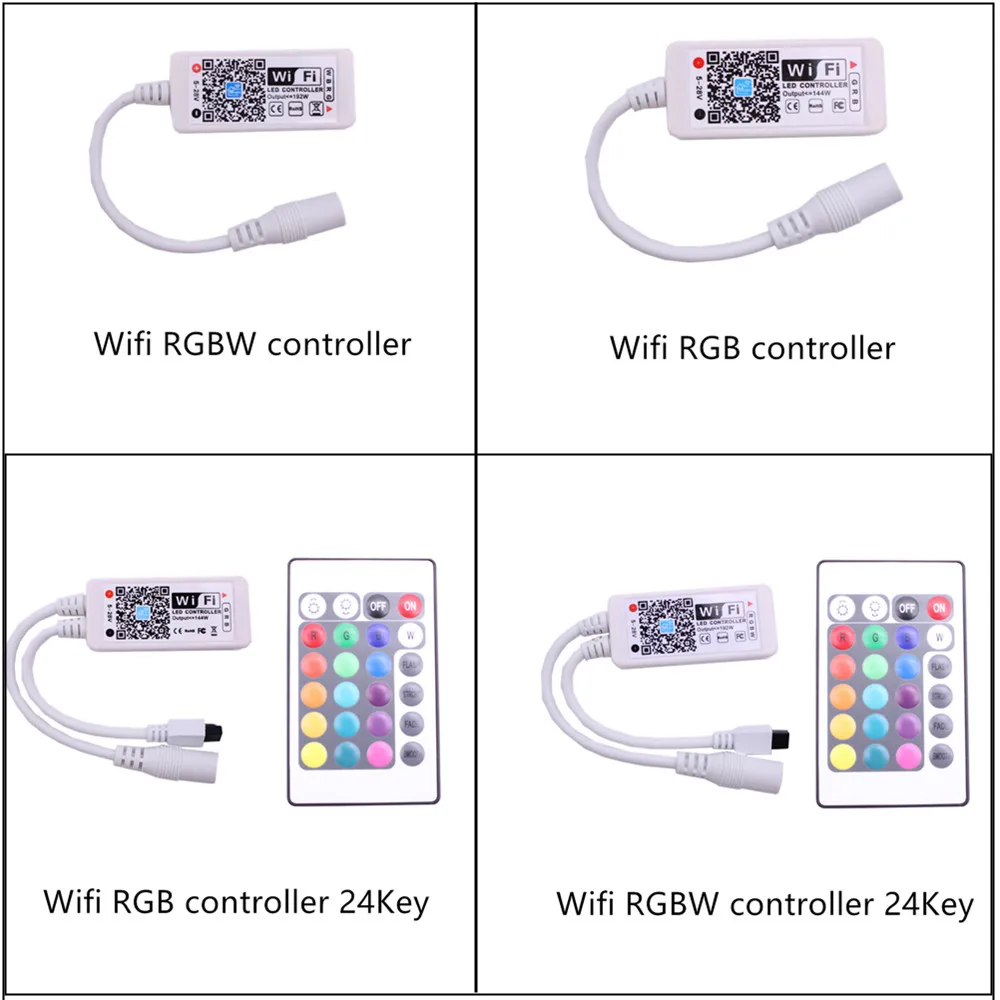 DC 5V 12V 24V Mini WiFi светодиодный RGB / RGBW контроллер iOS Android APP 24Key ИК пульт дистанционного