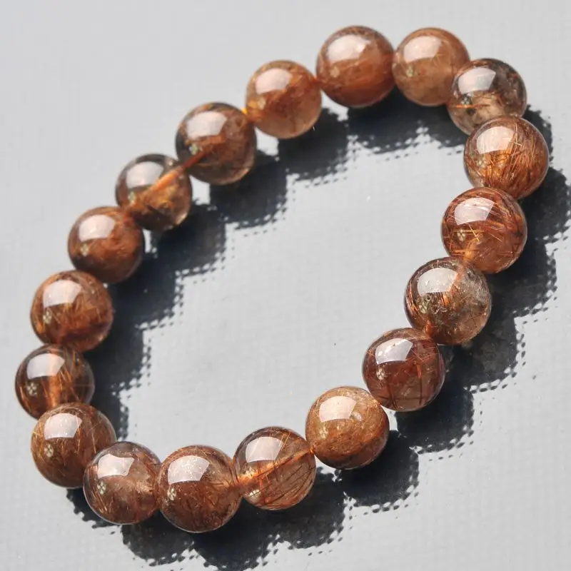 

JoursNeige Natural Blonde Titanium Crystal Bracelets Beads Jewelry Accessories Copper Rutilated Women Men Bracelets