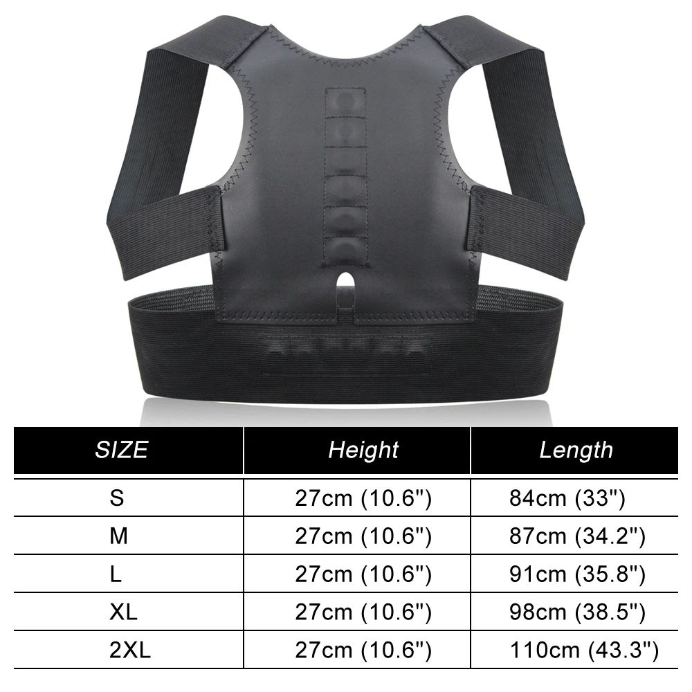 Регулируемый терапевтический Магнитный Корректор осанки поддержка спины плечевой корсет пояс коррекция осанки для мужчин женщин S-2XL