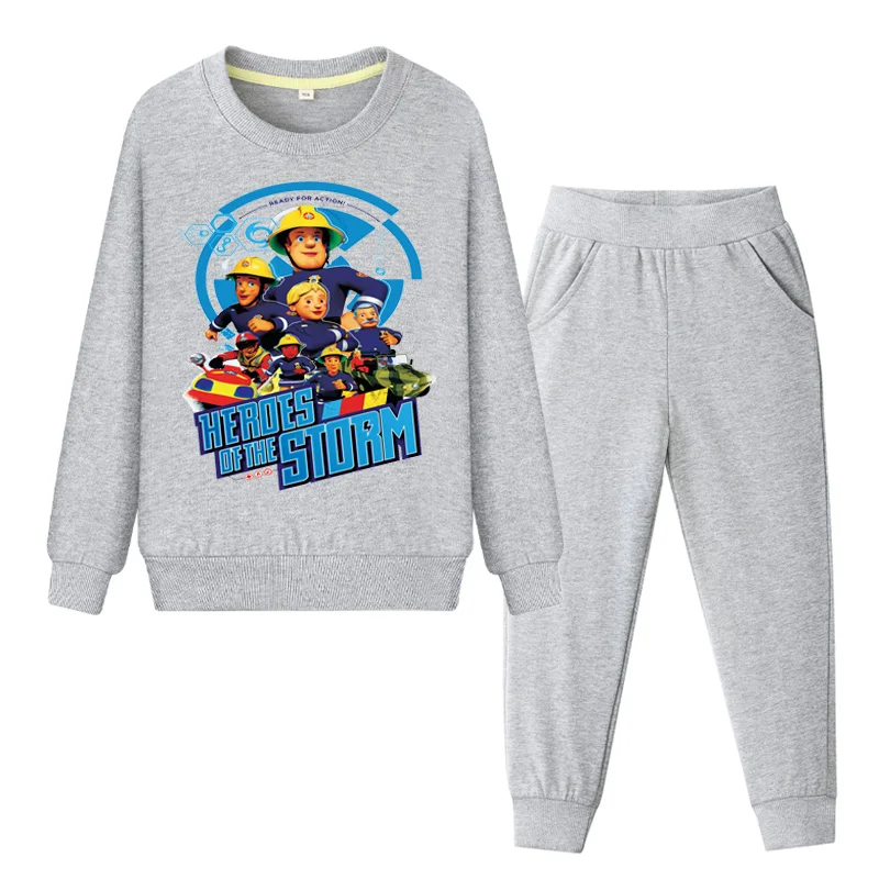 

Kids 2019 New Years Fireman Sam Clothing Sets Boys Cotton Sports Sweatshirt Pant Set Costume Girls Tracksuit Children Suit TZ007