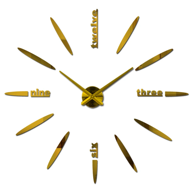 3 размера настенные часы reloj de pared кварцевые часы короткие diy часы гостиная большие наклейки декоративные бесшумные настенные часы Современные - Цвет: Gold