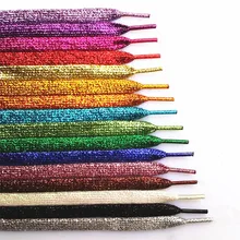 1 пара глянцевый золотистый Серебристый шнурки блестящие плоские шнурки блестящие шнурки цветные мерцающие шнурки 110 см