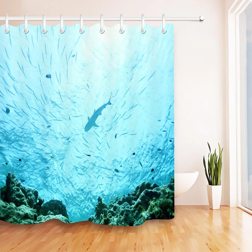 LB 72 ''синяя морская рыба 3d Водонепроницаемая занавеска для душа s лайнер с коврик для ванной набор занавеска для ванной из полиэфира ткань для ванной Декор - Цвет: Only Curtain