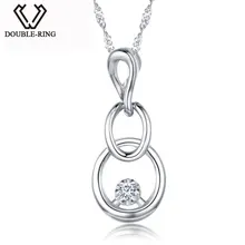 DOUBLE-R долго кулон Цепочки и ожерелья Для женщин 0.03ct Алмазный Твердые стерлингового серебра 925 Тыква Форма Подвески подарок на день рождения Алмазный-ювелирные изделия