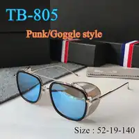 Vintage retro quality punk style square sunglasses TB805 alloy/acetate frame coating lens fashion original box case free shiping