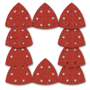 

THGS 100 Pieces 6 Hole Hook Triangle Sander Sandpaper Sanding Paper Assorted 4 Grits For Power Random Track Sanders