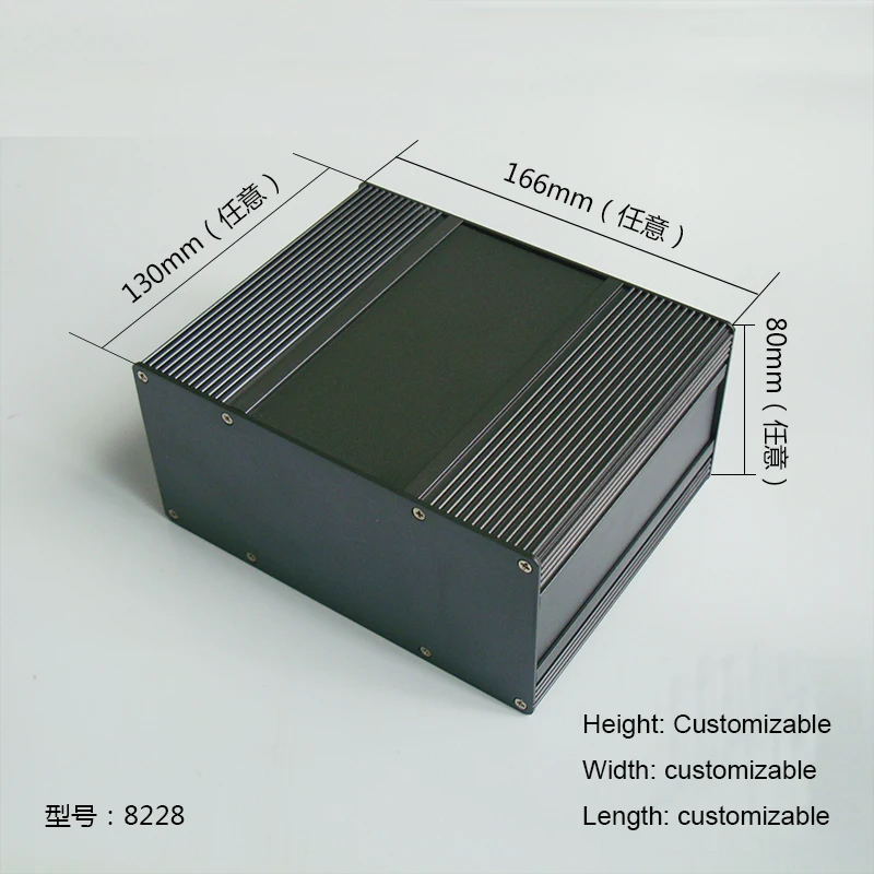 1 шт серый цвет алюминиевый корпус чехол для электроники проект чехол 80(H) x166(W) x130(L) мм 8228