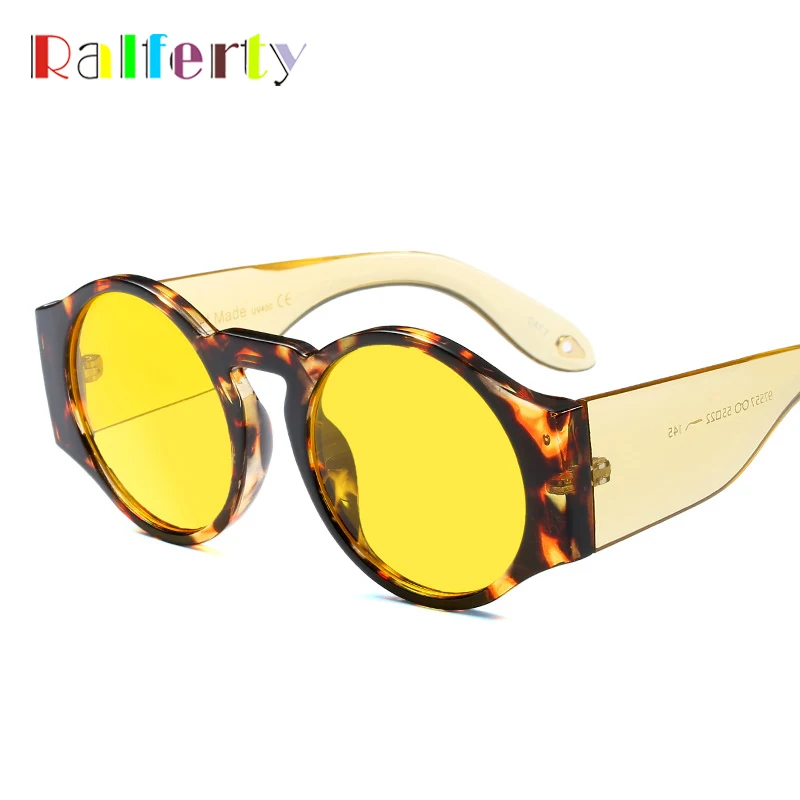 Ralferty Круглые Солнцезащитные очки для женщин и мужчин брендовые дизайнерские пластиковые солнцезащитные очки UV400 Желтые красные линзы океана оттенки уличные очки F97557