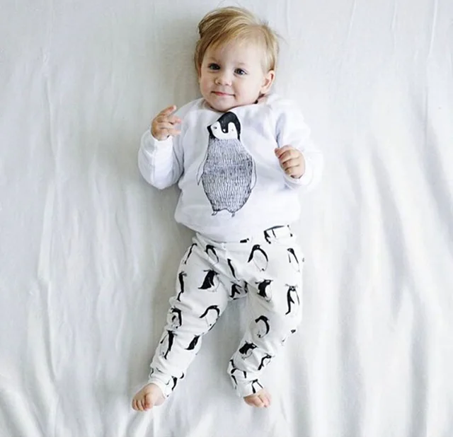 Baby Boy Clothes 2018 Autumn Infant Clothing Set Cartoon Penguin