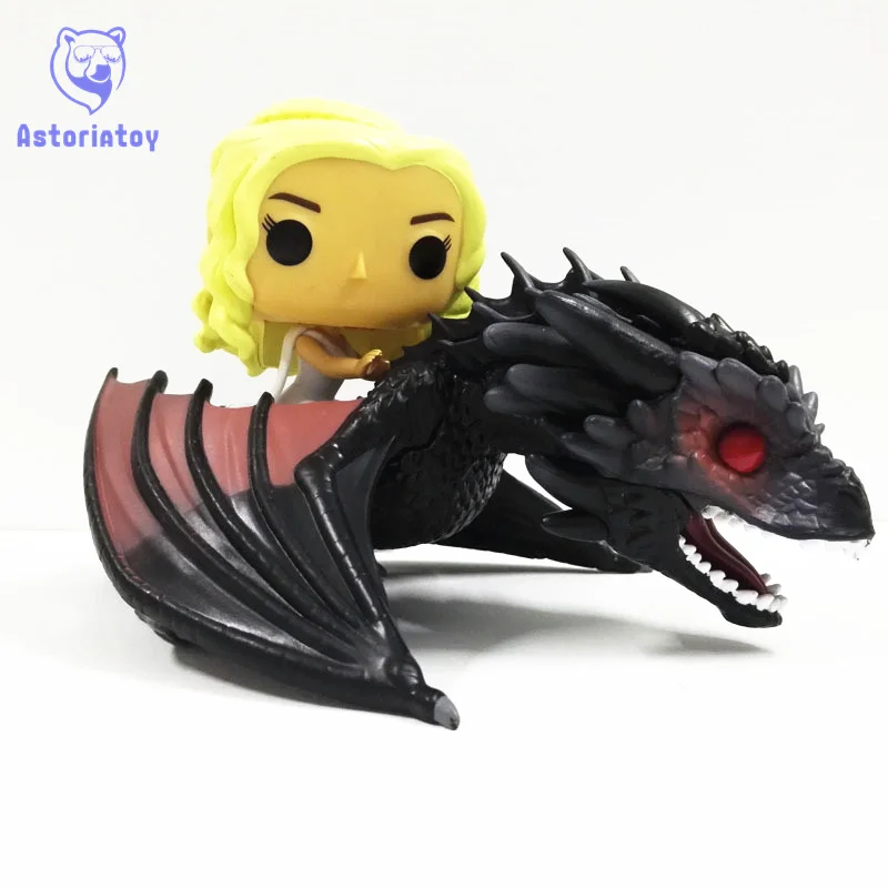 

23cm Hippolyta GAME OF THRONES DAENERYS Riding DRAGON Model Toys action figure Bobble Head Q Edition new box for Car