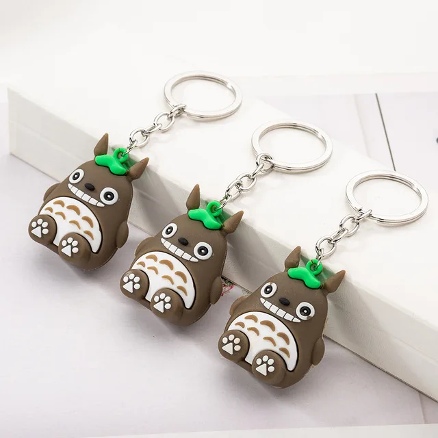 

My Neighbor Totoro Doll Key Chains Animal Chinchilla Keychain With Sound Charm Pendent Keyring Car Bag Charms Purse Accessory