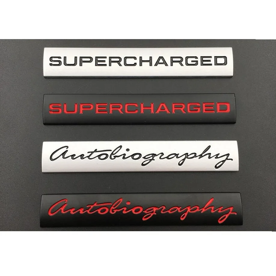 

Silver Black "Autobiography " " SUPERCHARGED " Trunk Letters Badge Emblem Emblems Badges for Discovery Range Rover