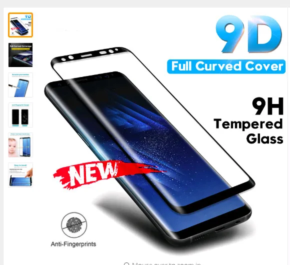 Закаленное стекло пленка для Samsung Galaxy Note 8 9 S9 S8 Plus S7 Edge 9D полный закругленный