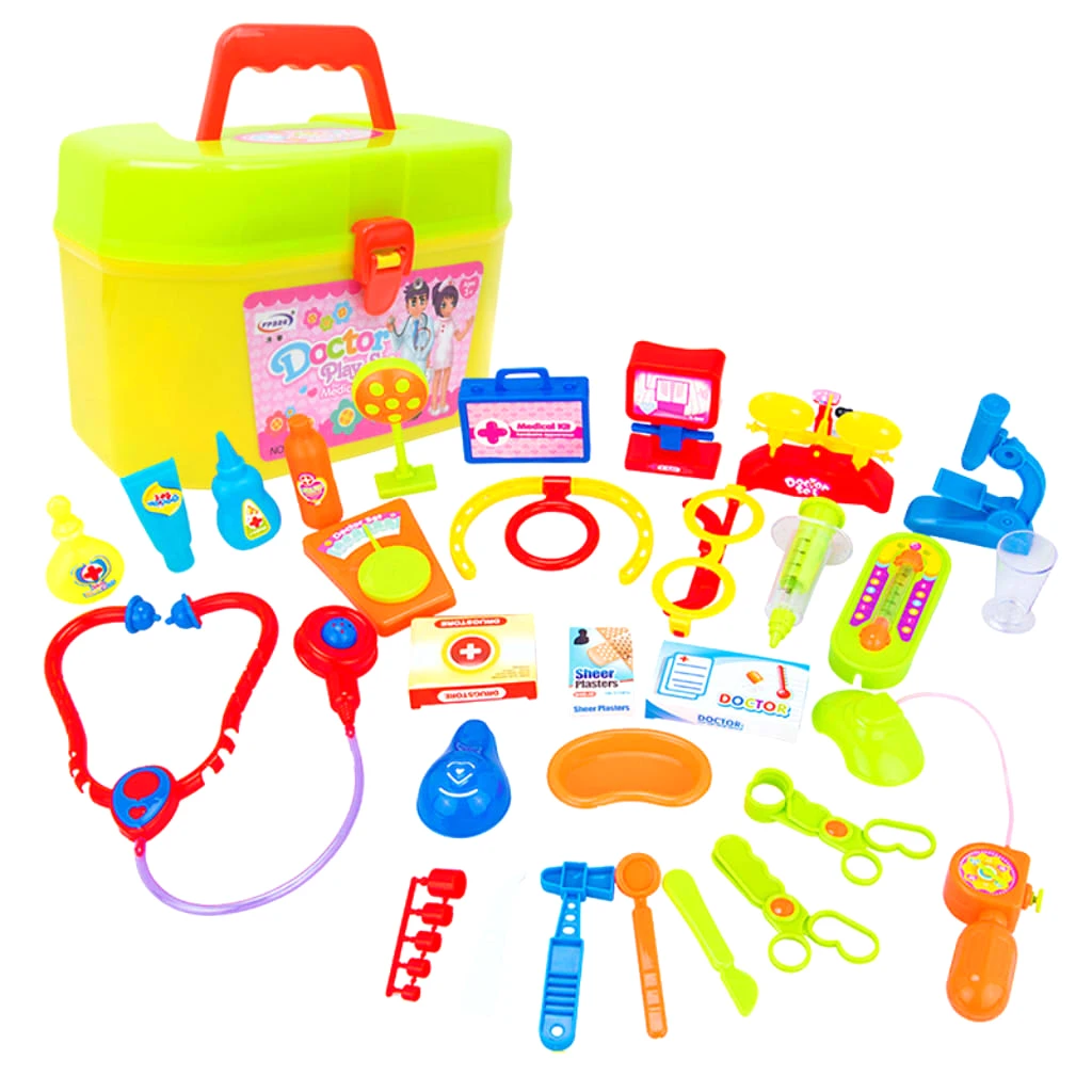 30Pcs Kid Toys Kits Pretend Game Role Play Doctor Nurses Tools Preschool Stethoscope Toy W/ Carry Case