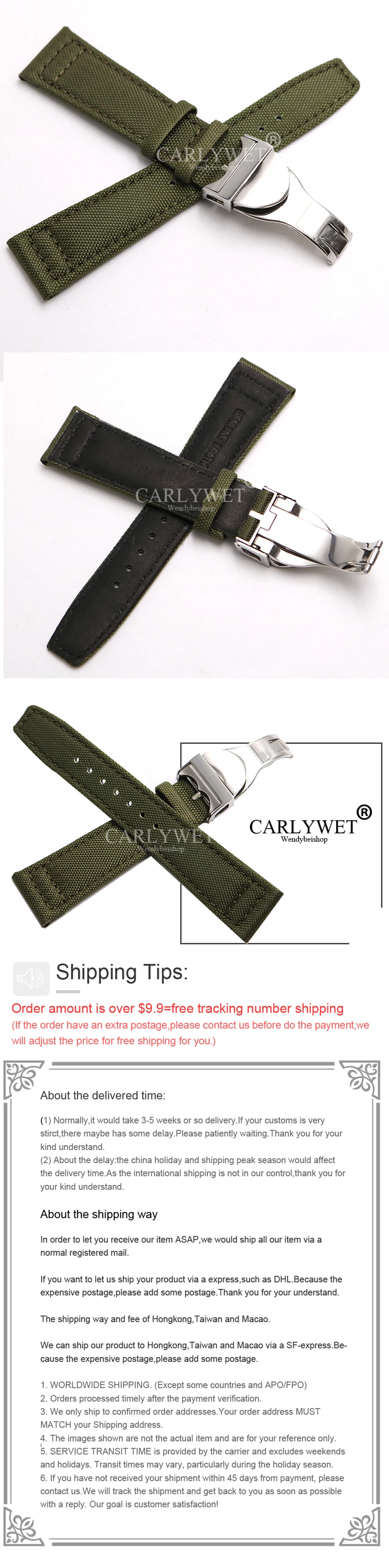 CARLYWET 20 21 22 мм нейлон ткань кожа замена наручные часы Группа петли Ремешок развертывания застежка для Tudor Omega IWC rolex