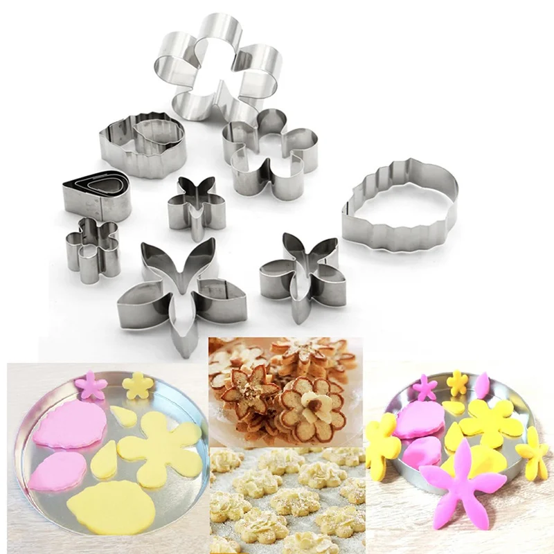 

Kitchen 12pcs/24pcs Set Stainless Steel Cookie Biscuit DIY Mold Star Heart Round Flower Shape Cutter Baking Mould Tools