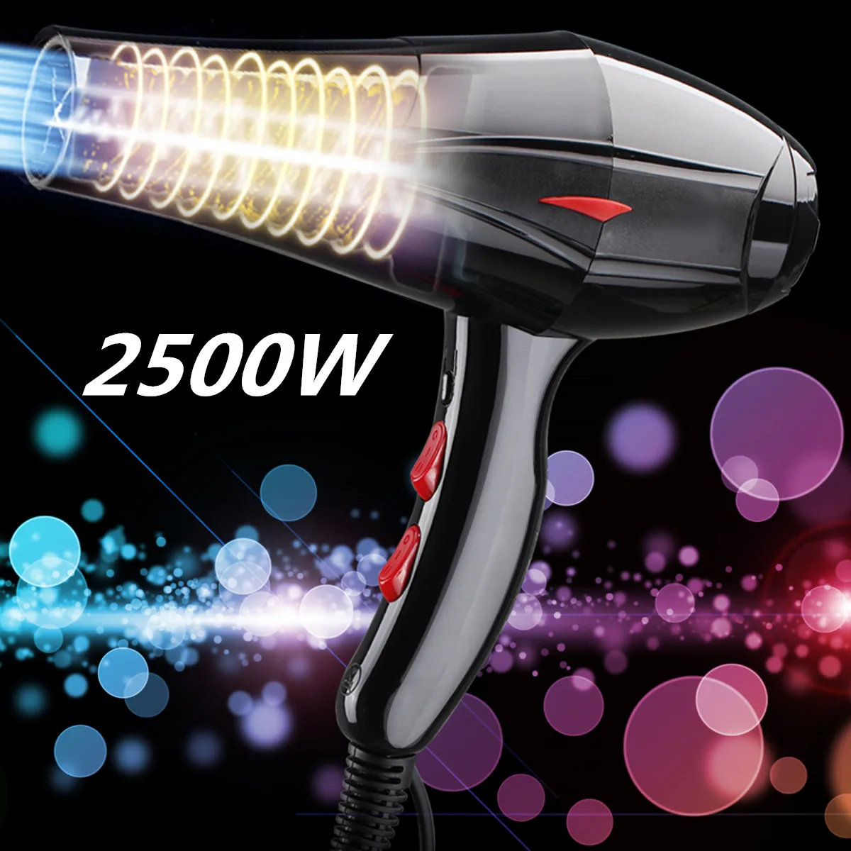 

2500W US Plug Professional Electric Salon Hair Dryer Hairdressing Blow Quick Heat Speed Radiationless 3 Temperature Powerful