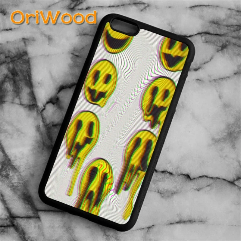 Пластиковый чехол OriWood Trippy со смайликом для iPhone 5 6 s 7 8 plus X XR XS 11 12 pro max Samsung Galaxy S6 S7 S8
