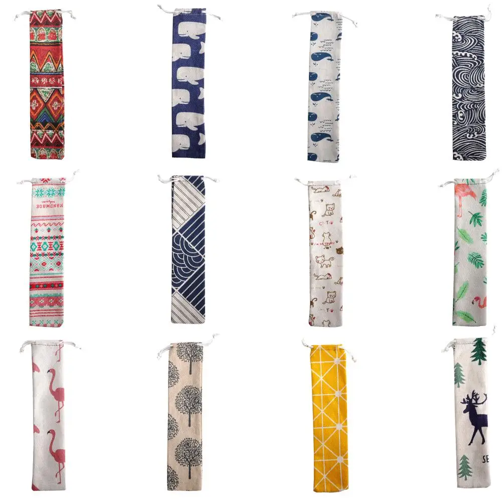 

Portable Non-Woven Spoon Chopsticks Storage Bag Cotton Linen Drawstring Travel Storage Bag Tableware Tea Wholesale