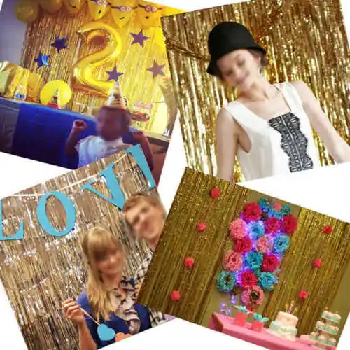 

2mx1m Metallic Tinsel Curtain Foil Party Christmas Door Decoration Shiny String Curtains