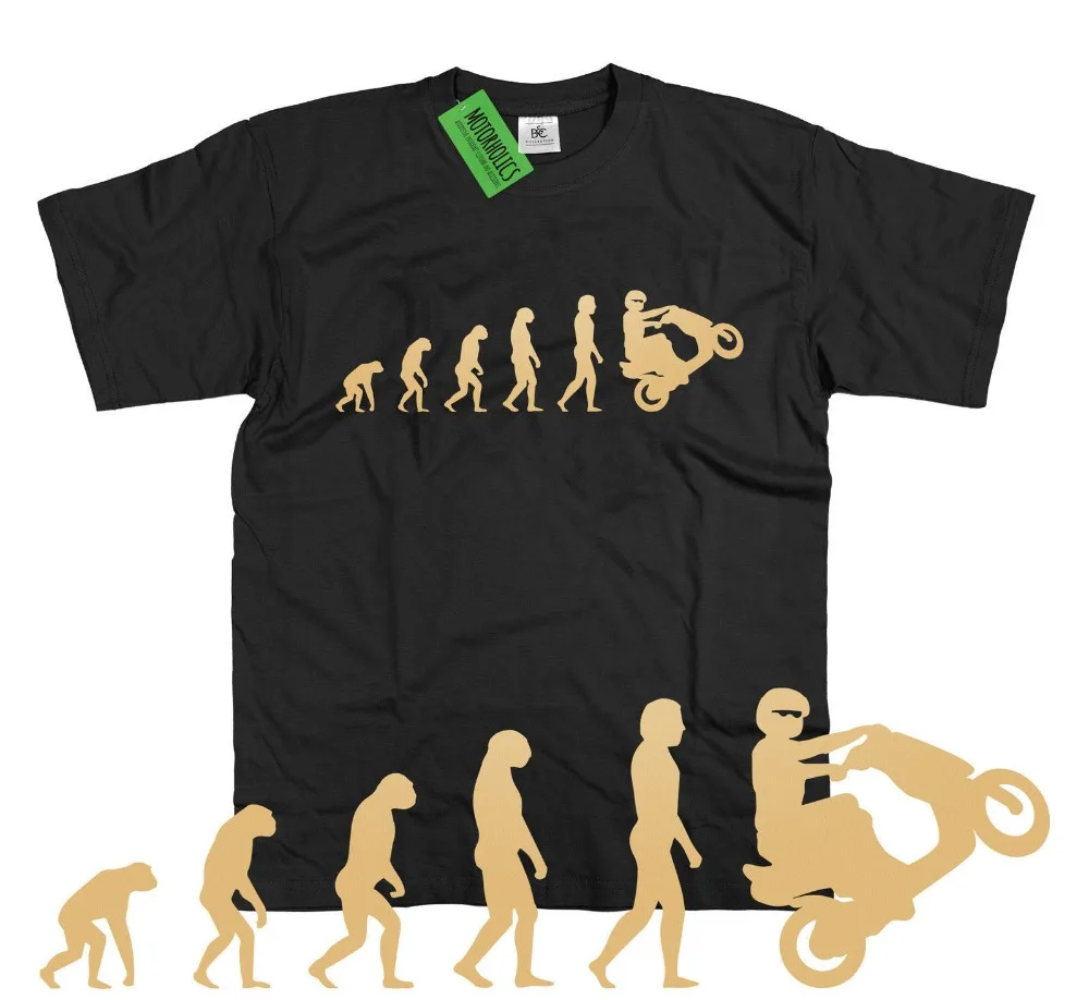 Evolution Of Ciclomotore Wheelie ~ Scooter Uk Bike Life Stunt Trick Motor 2019 Fashion Creative Printed T-Shirt Personalizza Magliette