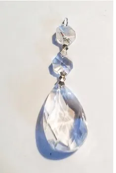 

100pcs/lot 50mm crystal faceted drop pendant 1pc + 2pcs 14mm octagon beads crystal chandelier prism pendant free shipping