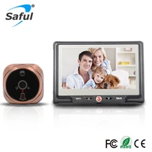 Saful 4.3 “Tela LCD Da Câmera Olho Mágico Campainha Sem Fio IR Night Vision Porta Telespectador Camara Digital de Gravação para Casa Inteligente