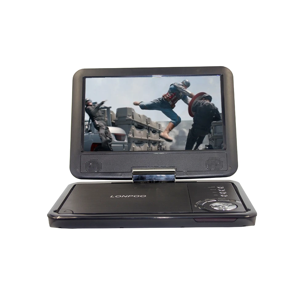 LONPOO Портативный 9 дюймов DVD плеер поворотный Экран автомобильное зарядное