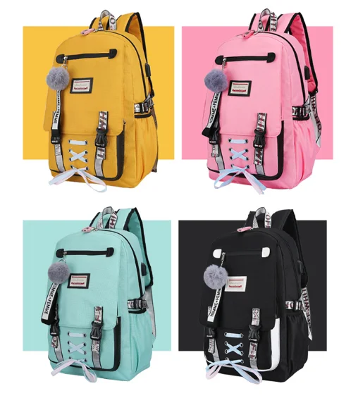 

2019 Large Capacity School Bags for Teenage Girls Usb with Lock Anti Theft Backpack Women Book Bag High School Bag Youth Leisure
