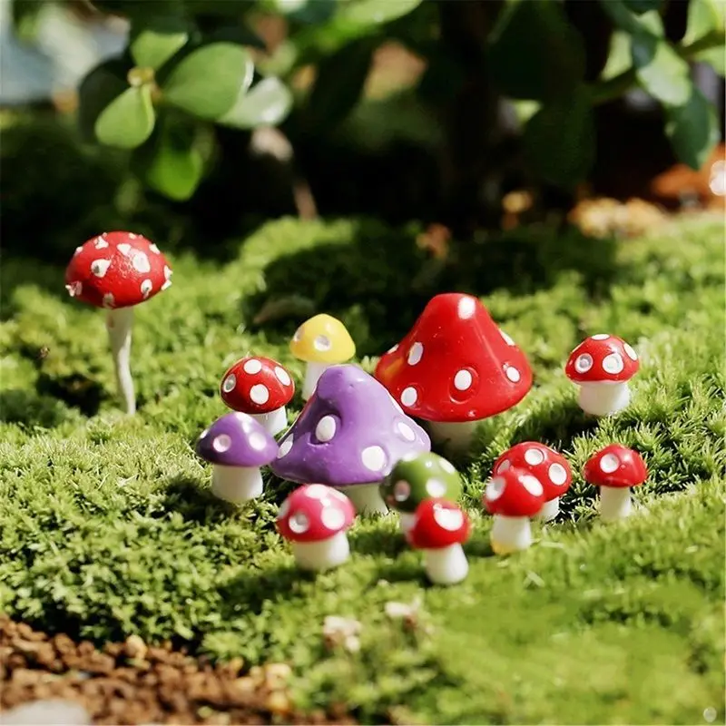

8 pcs/ Set kawaii Decorations Mushroom 1.3cm fairy garden miniatures decorative Micro Landscape materials Bonsai Plant Gardening