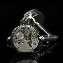Mancuernas de Los Hombres del Movimiento Del Reloj de la vendimia de Steampunk Joyería de La Boda el Novio Presente