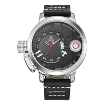 WEIDE Men Analog Calendar Date Black Leather Strap Buckle Stainless Steel Back Case Hardlex Men Fashion Sport Quartz Wrist Watch weide stainless steel band luxury watch men sport back light analog digital quartz double movement auto date alarm stopwatch