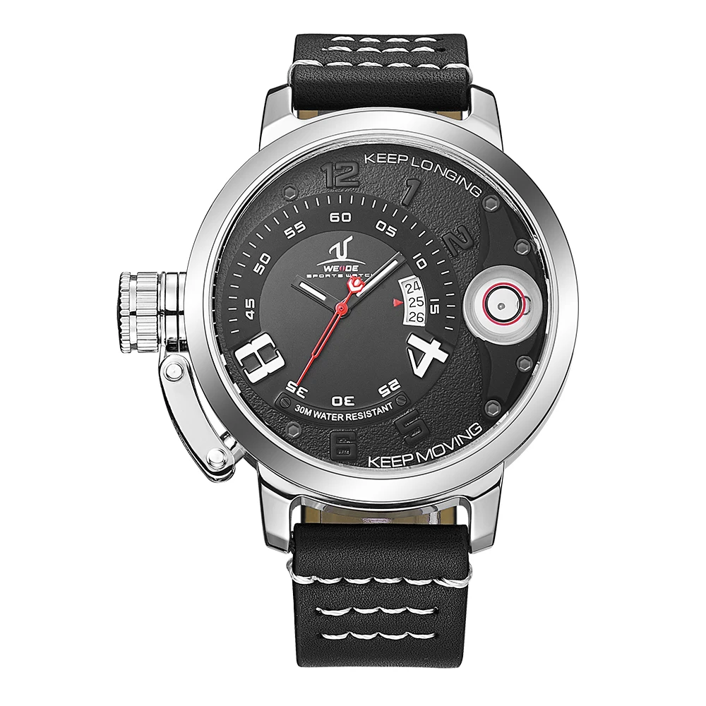 WEIDE 2017 Новинки Кварцевые Часы Наручные Мужские Кожаный Ремешок с Пряжкой