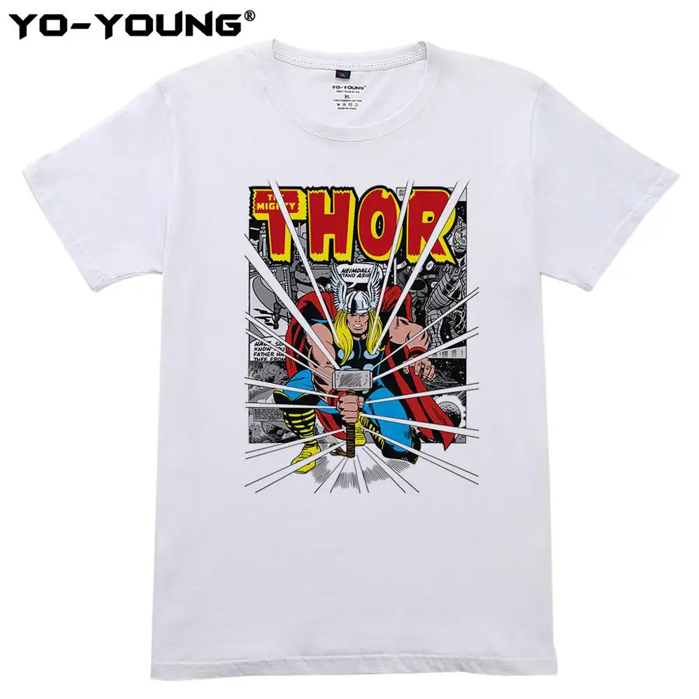 Yo Young Marvel T Shirts Avengers Endgame Superheros THOR Print 100% ...