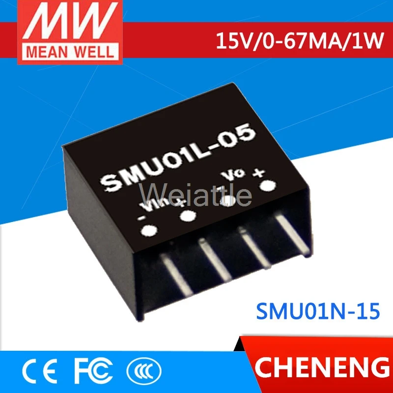 

MEAN WELL original SMU01N-15 15V 67mA meanwell SMU01 15V 1W DC-DC Unregulated Single Output Converter