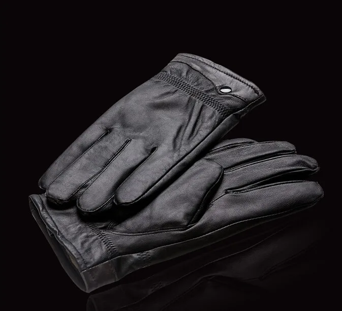 Высококачественные мужские перчатки из натуральной кожи, осенние и зимние Утепленные перчатки из овчины для вождения