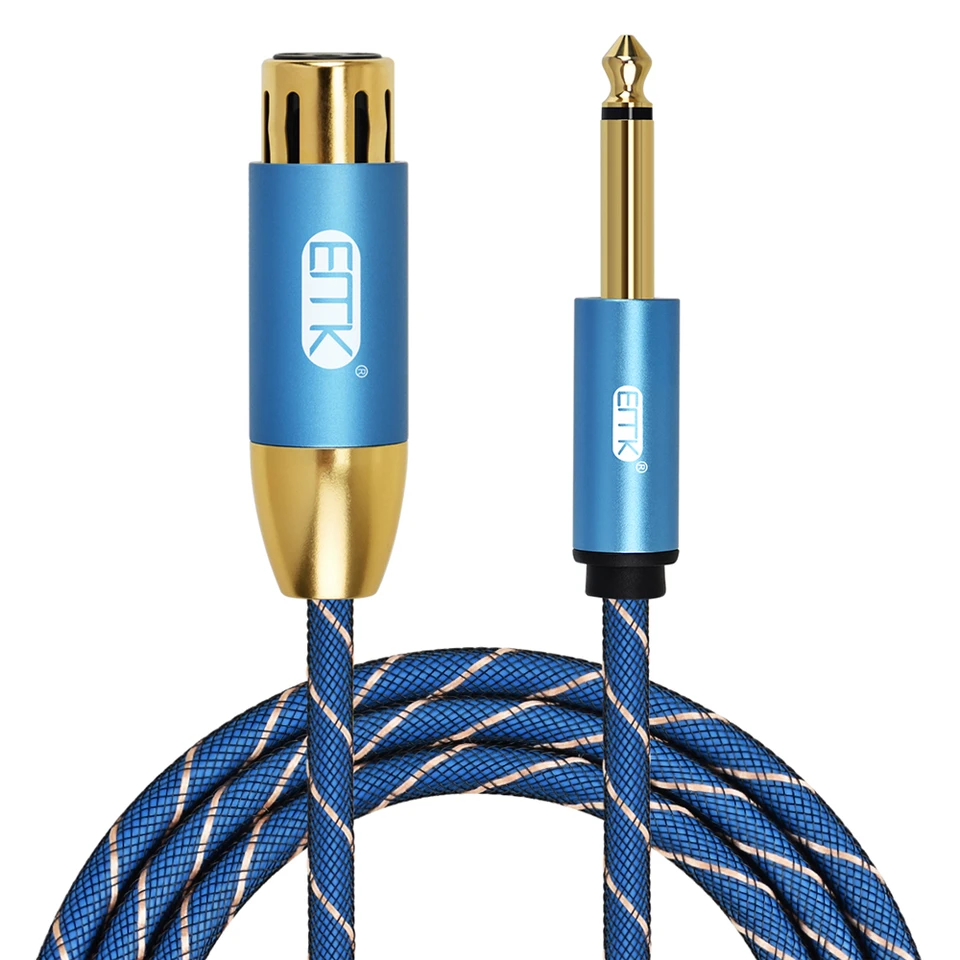EMK 6.35mm1/4'' Male To 3Pin XLR Female Audio Cable Microphone Speaker 3m 5m