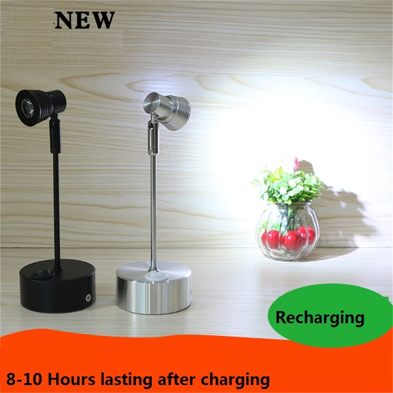 

1W/3W 8-43cm pole recharging led spot lamp,jewelry showcase lamp ,desk sitting ,ceiling mount cabinet movable battery light