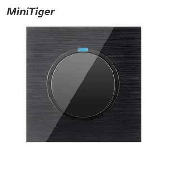 

Minitiger Luxury 1 Gang 1 Way Random Click On / Off Wall Light Switch With LED Indicator Black Aluminum Metal Panel