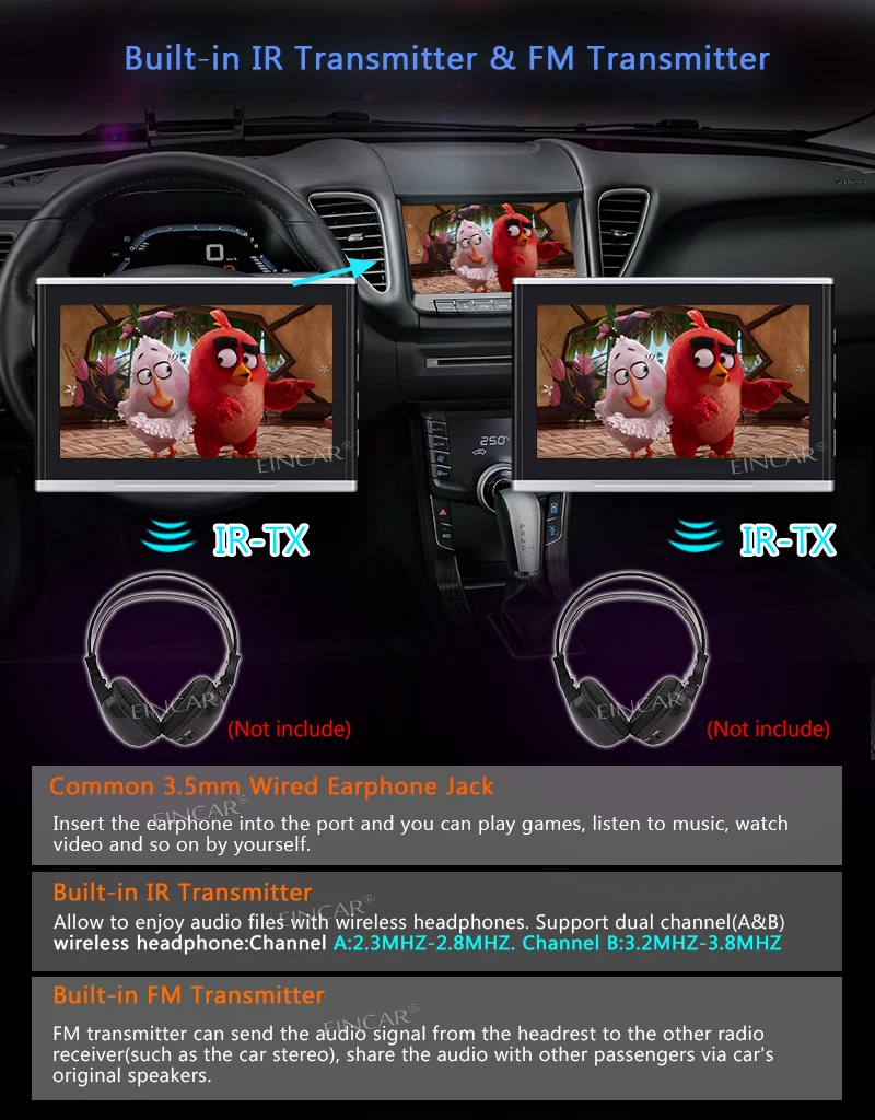 Excellent Twin 10.1 Inch Car Auto Headrest DVD Player Dual Screen Monitor Rear Seat Entertainment For Kids With HDMI USB SD Port 6