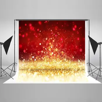 

Golden Glitter sparkly Red bokeh background Vinyl cloth High quality Computer print wall backdrops